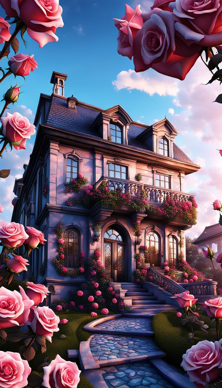 Chocolate City, Roses, fantasy, sky, luxury home