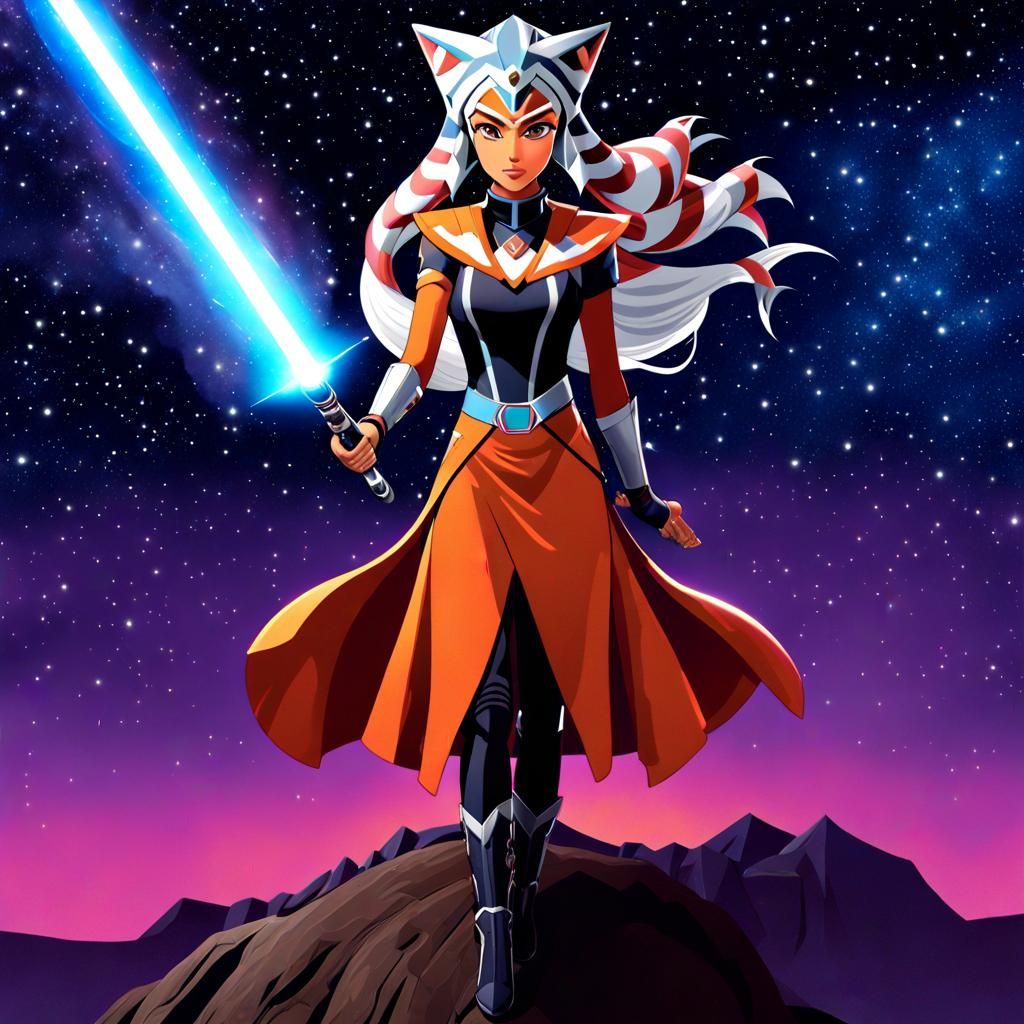 Ahsoka Tano Holds the Universe: Astral Digital Art