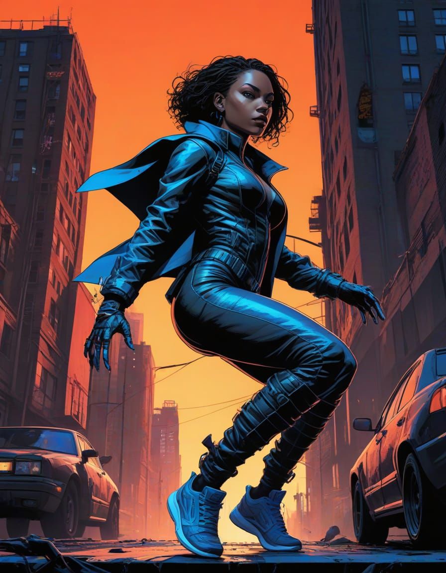 African American Warrior Leaps Forward in Gritty Urban Lands...