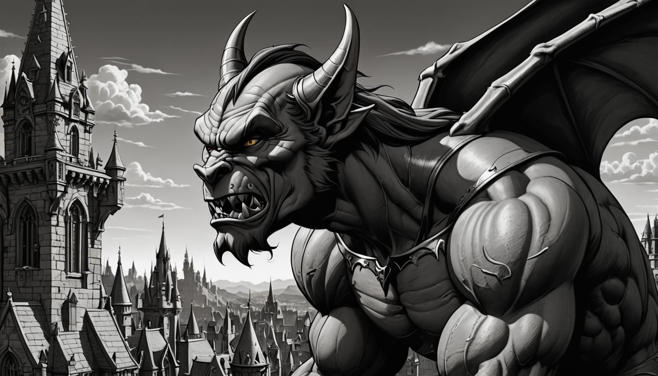 Grimdark 3D Gargoyles in Monochrome