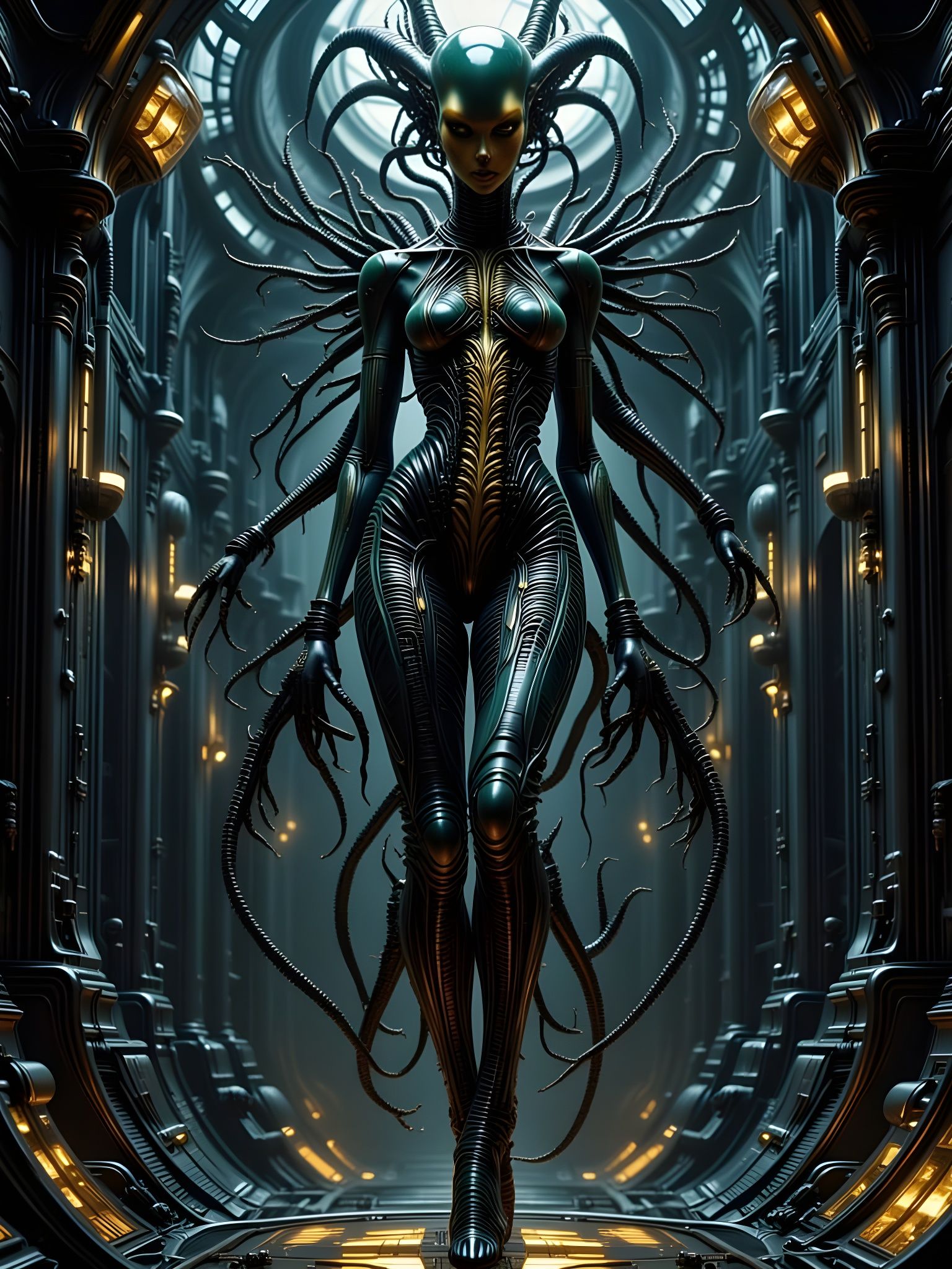 Alien Biopunk Dance in Hyperrealistic Style