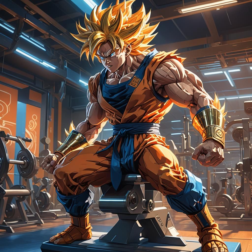 Goku Super Saiyan Gym Workout as Concept Art