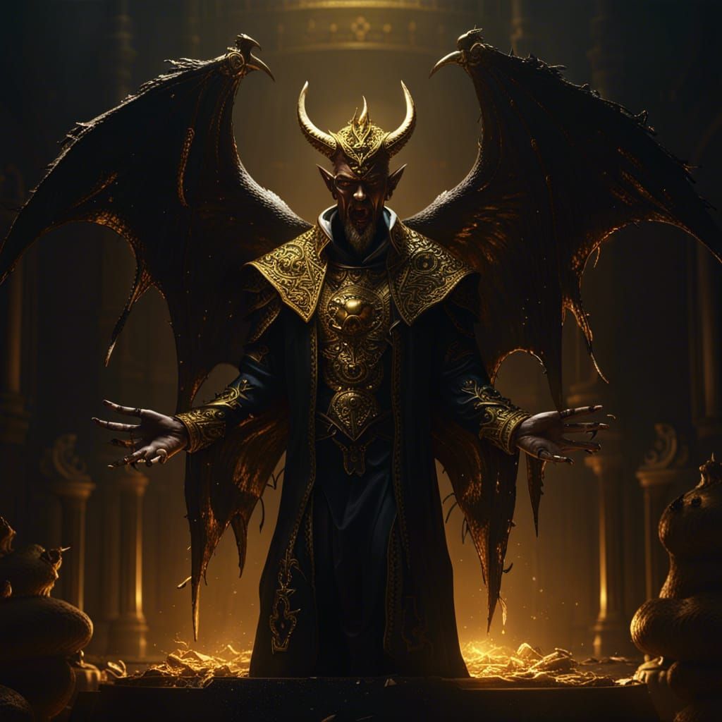 Devil Preacher in Gold: Dark Fantasy Concept Art