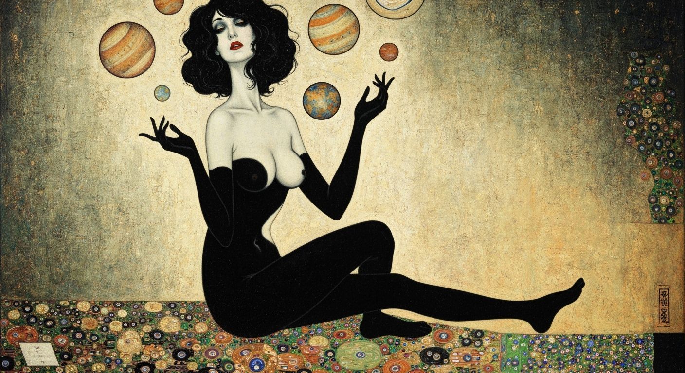 Seductive Goddess Juggling Planets at Kilimandscharo