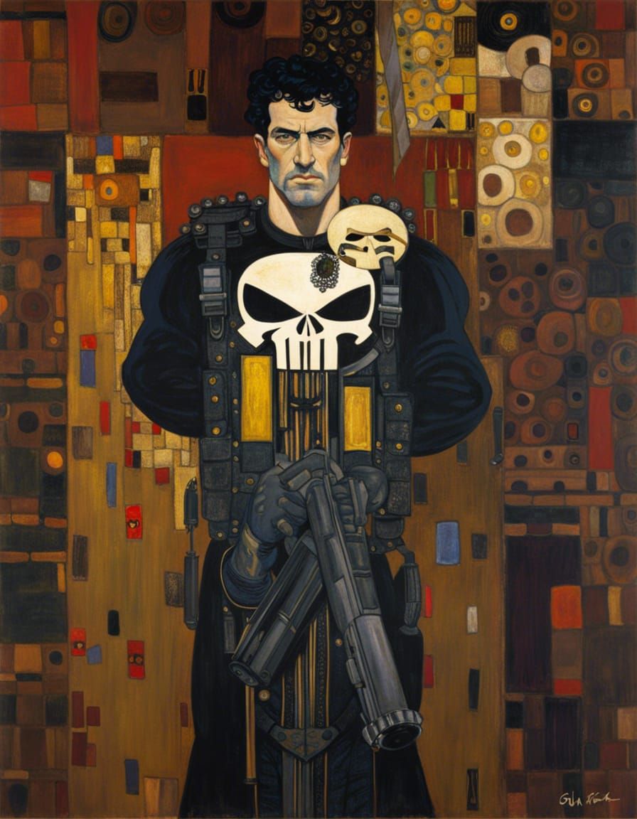 The Punisher in Gustav Klimt Inspired Style