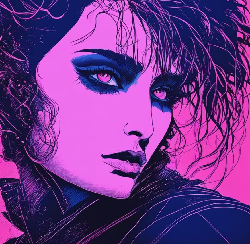 Siouxsie Sioux Portrait in Synthwave Neon Style