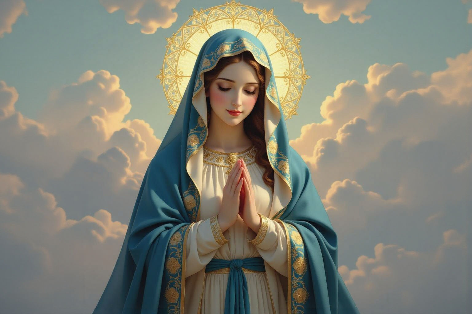 Virgin Mary Portrait in Renaissance Digital Painting Style