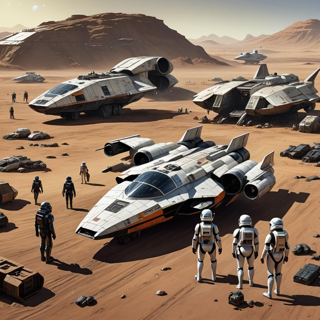 Futuristic Star Wars Spaceship at Alien Spaceport