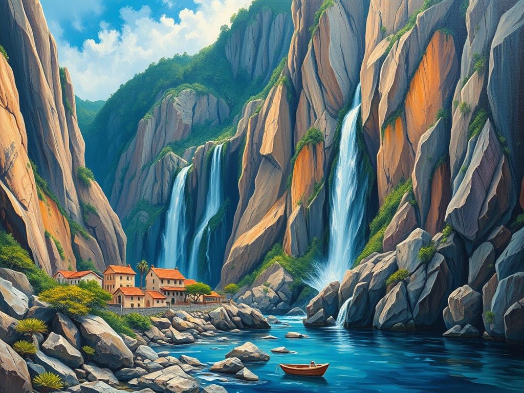 Mountain Landscape in Neo-Impressionist Style