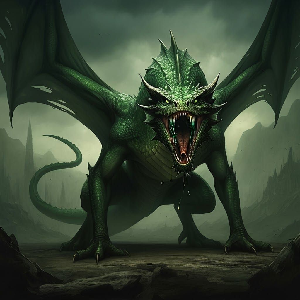 Menacing Dragon Ready to Strike in Gothic Style