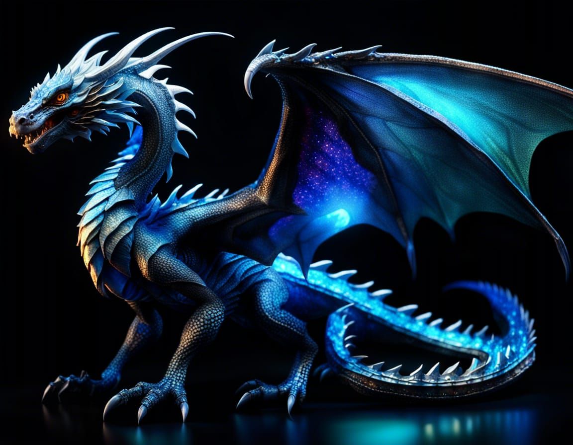 Luminous Opalescent Wyvern with Intricate Filigree