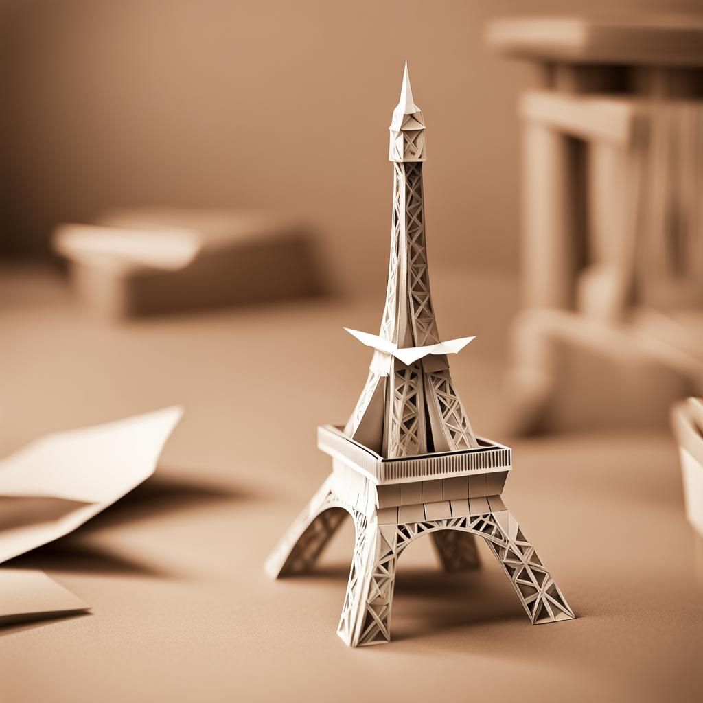 Origami Eiffel Tower Papercraft in 8K Resolution