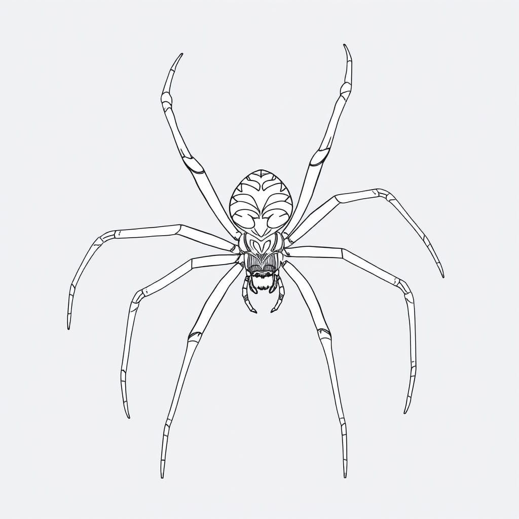 Golden Silk Spider Drawing in Elegant Black and White Style