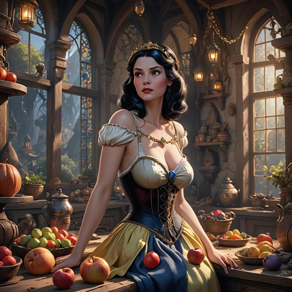 Snow White and Dwarfs, Detailed Digital Art