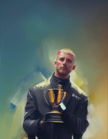 Formula 1 Driver Victory: Digital Oil Portrait