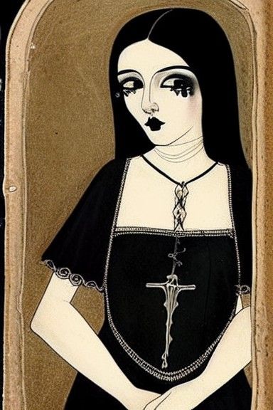 Medieval Goth Girl Portrait in Early Christian Style