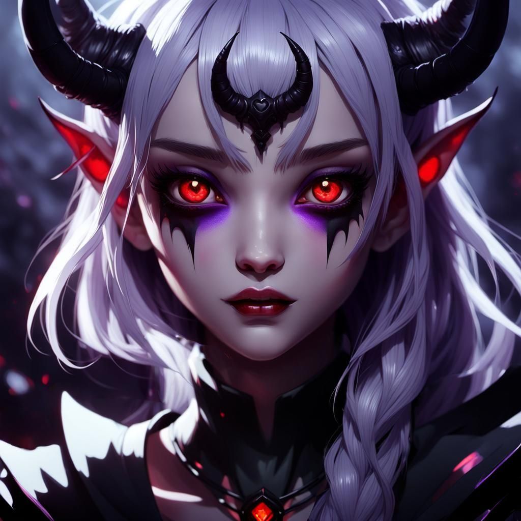 Anime Demon Woman in Dramatic Lighting