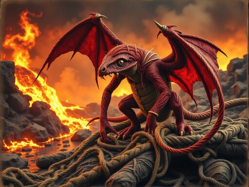 Photorealistic Dragon Overlooking Volcanic Landscape