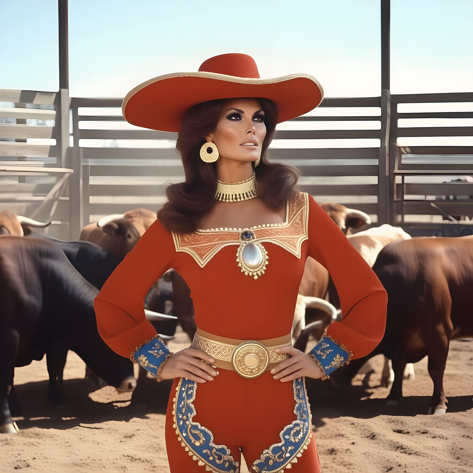 Raquel Welch as a Vibrant Bullfighter in a Bullpen