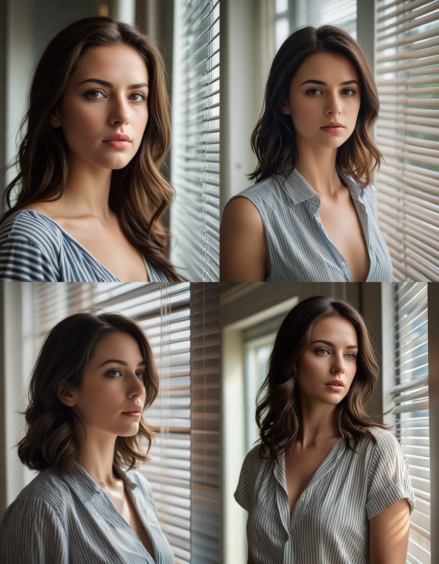 Brunette Woman Portrait with Natural Light and Bokeh