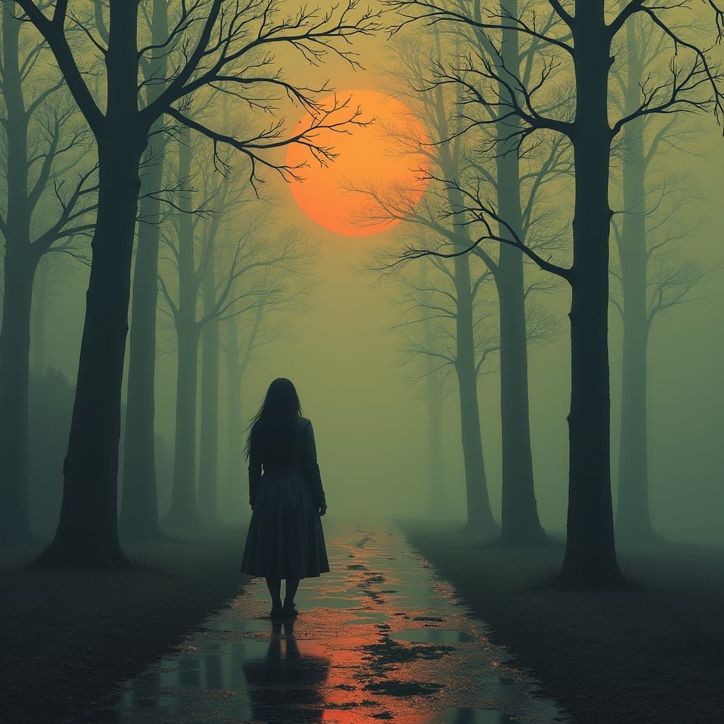 Surreal Portrait of Societal Pressures in Dreamlike Hues