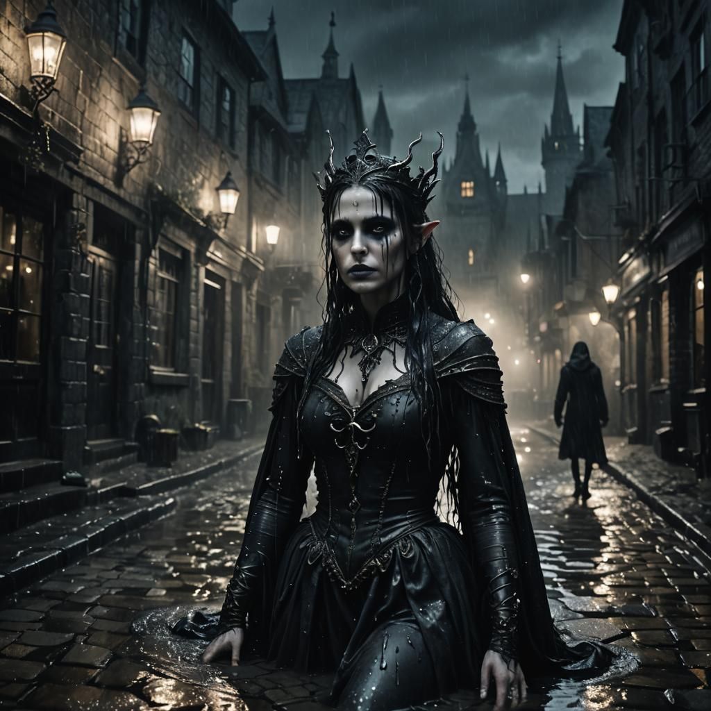 Drowned Elf Queen in Gothic Victorian Portrait