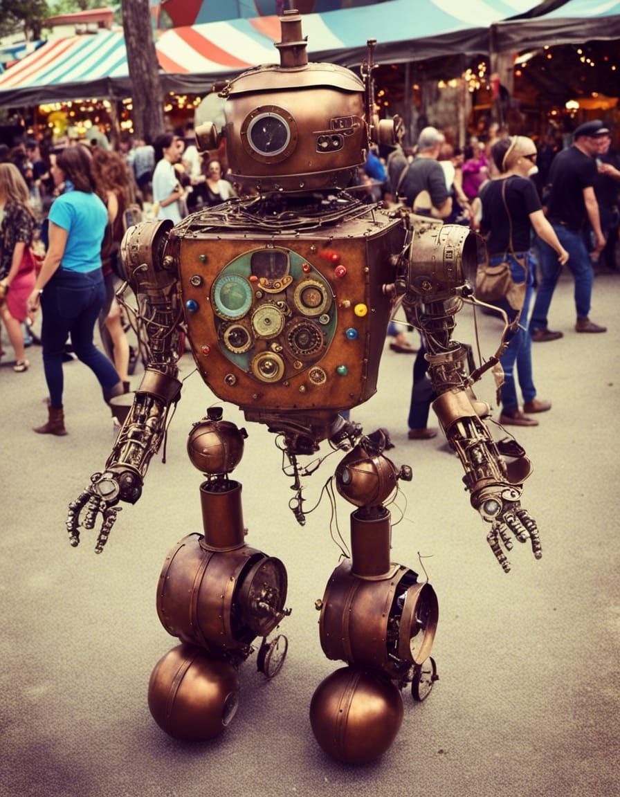 Steampunk Robot in Willy Wonka Candy Land