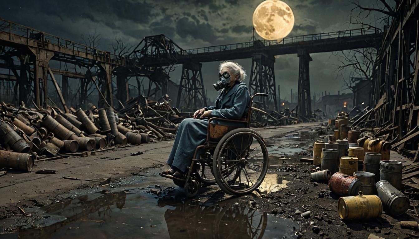 Grimdark 1940s Wasteland with Gas Masked Women