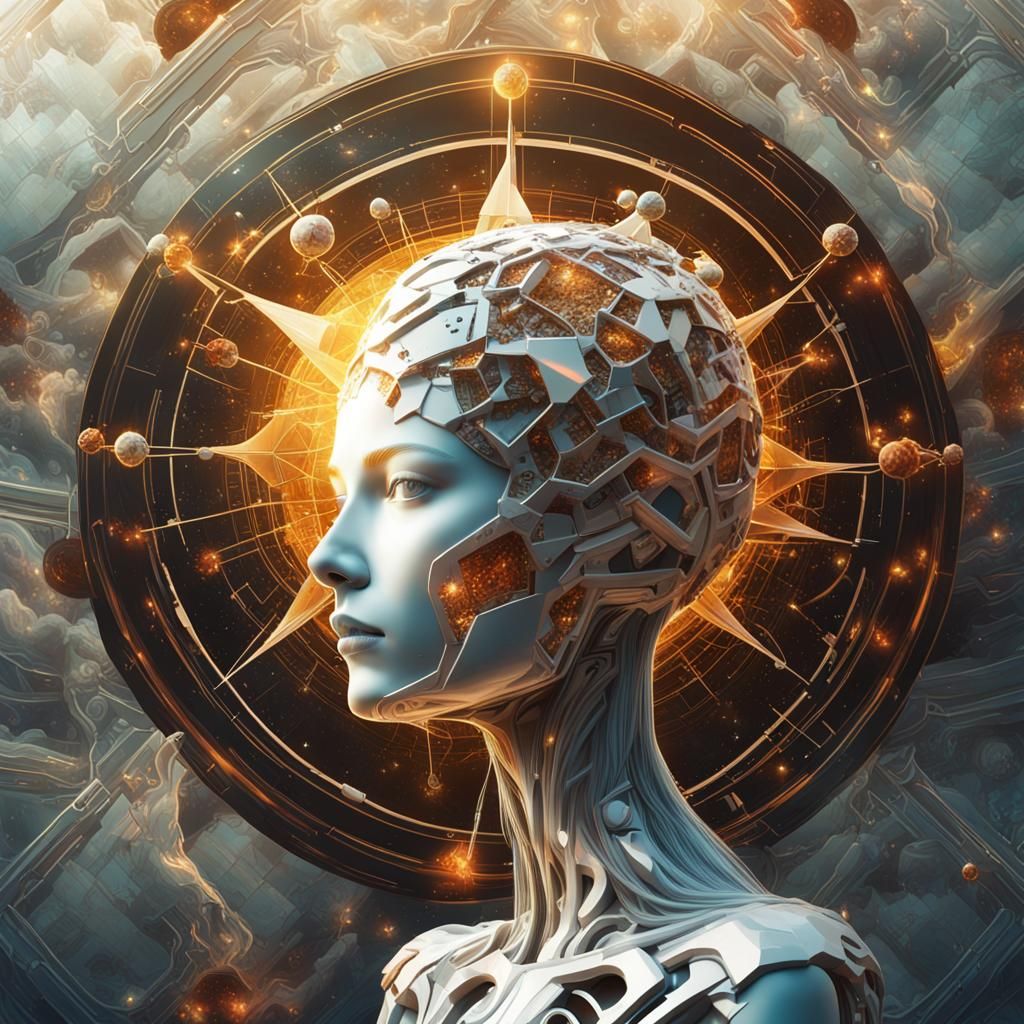 Marble Woman: A Surreal Galactic Sculpture