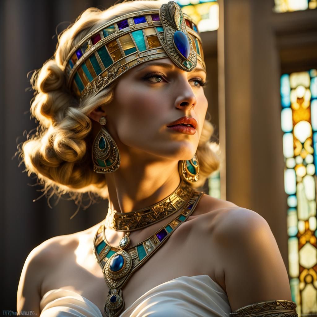 Art Deco Woman in Egyptian Revival Style