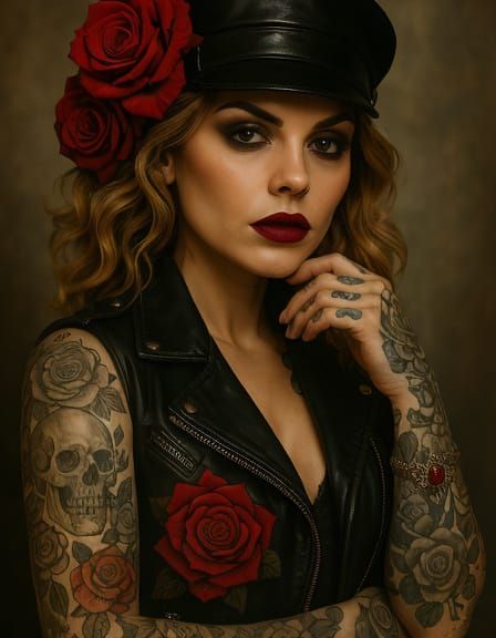 Rebellious Woman with Roses, a Digital Painting