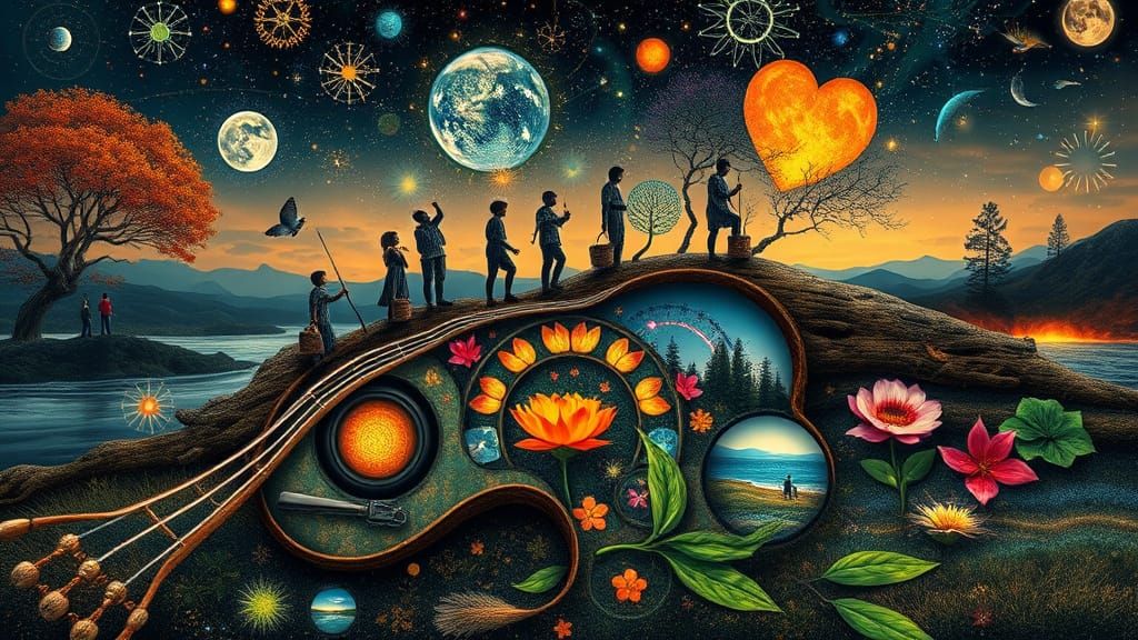 Cosmic Bio Art Collage in Digital Art Style