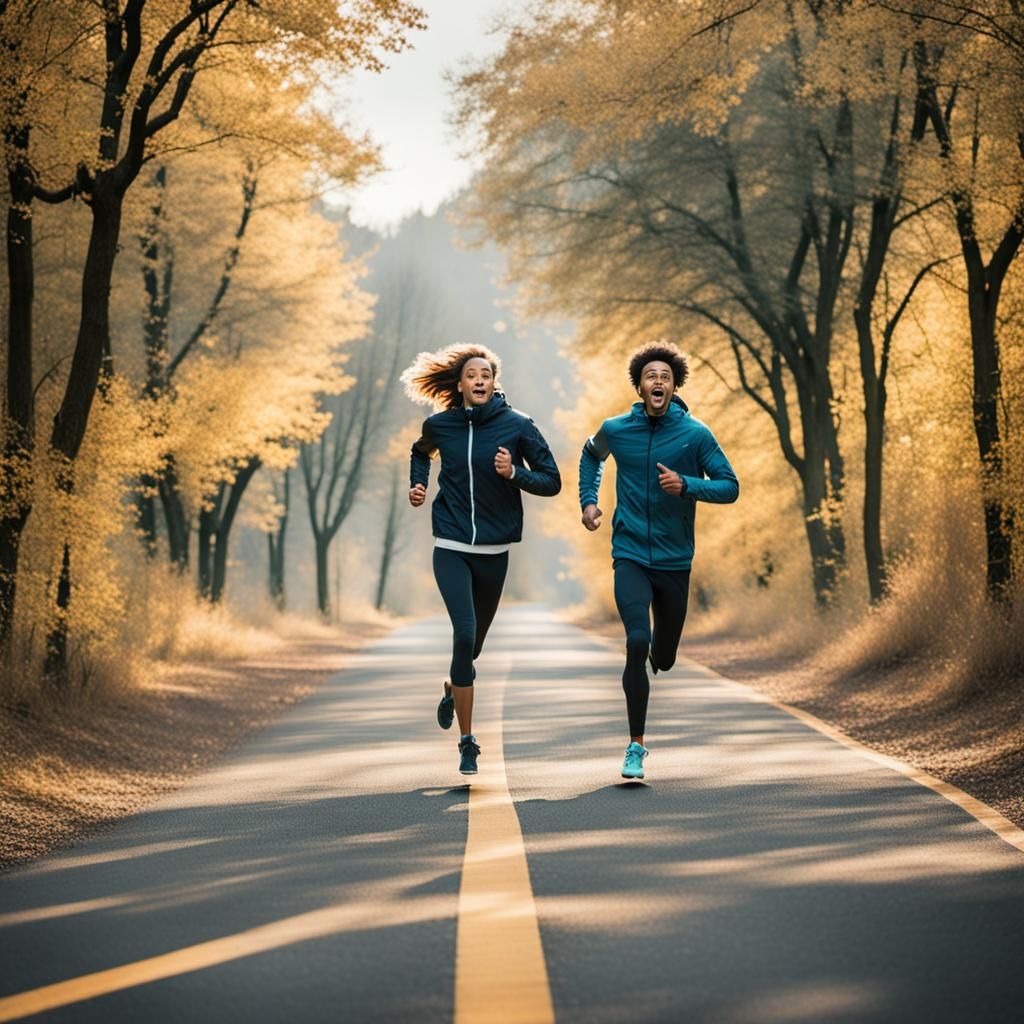 Couple Running on Obstacle-Filled Road: Love's Journey