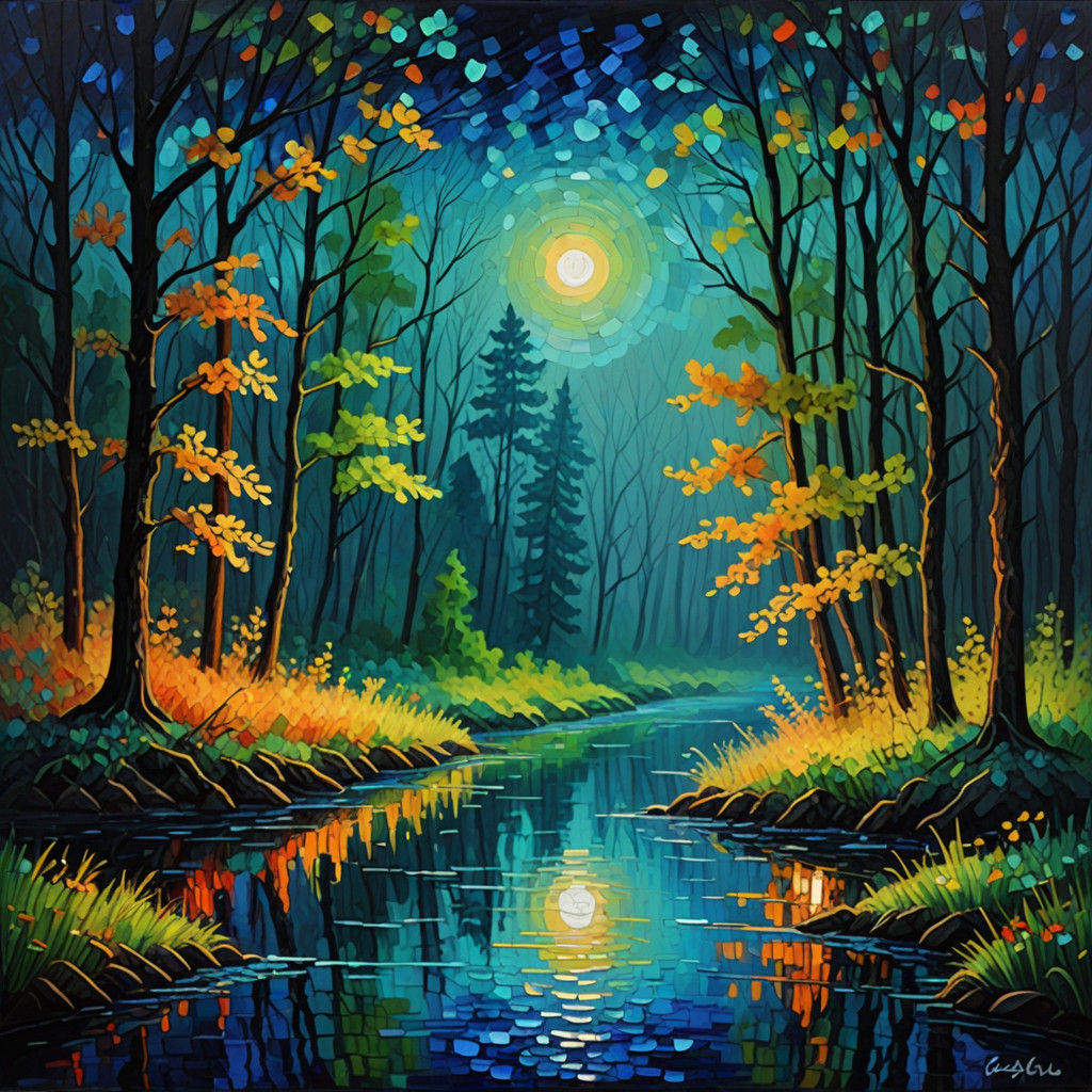 Cosmic River at Night, Where Boundaries Dissolve in a World...