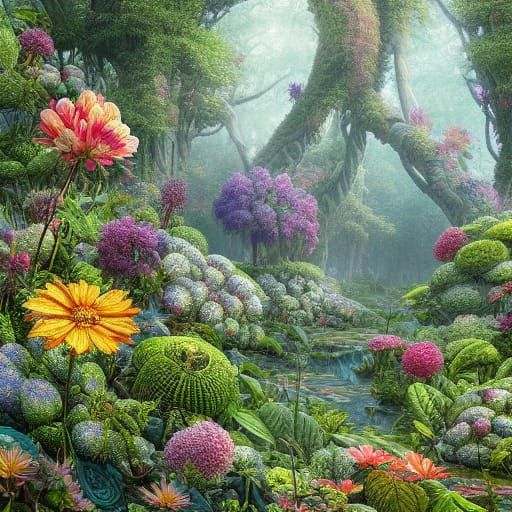 Hyperdetailed Forest Flower Close-Up in Digital Art
