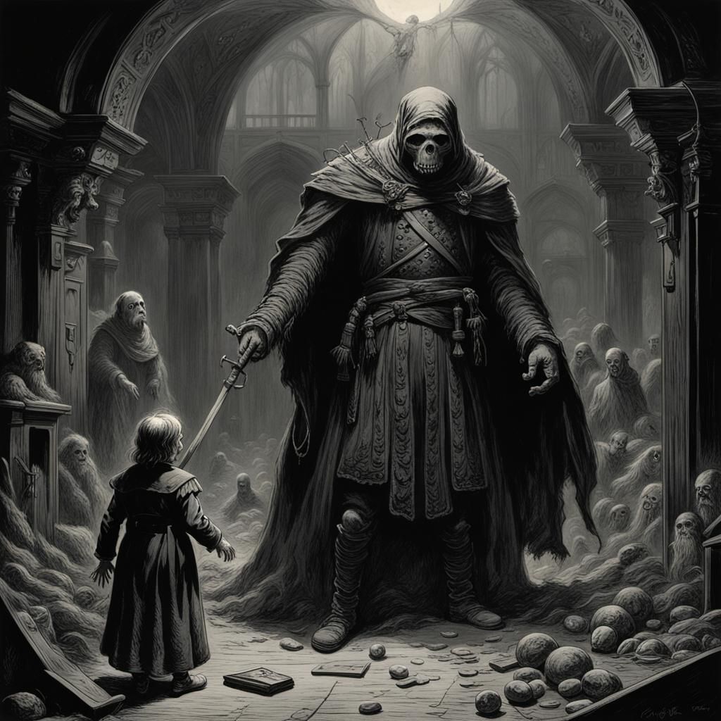 Powerful Figure Declares Independence: Horror Art Style