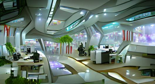 Futuristic Office Interior in Modern Style