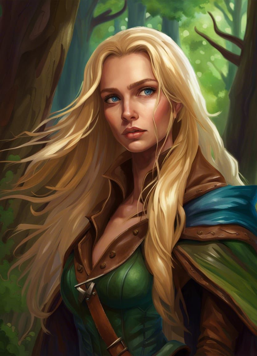 Fantasy Ranger in Forest with Detailed Render