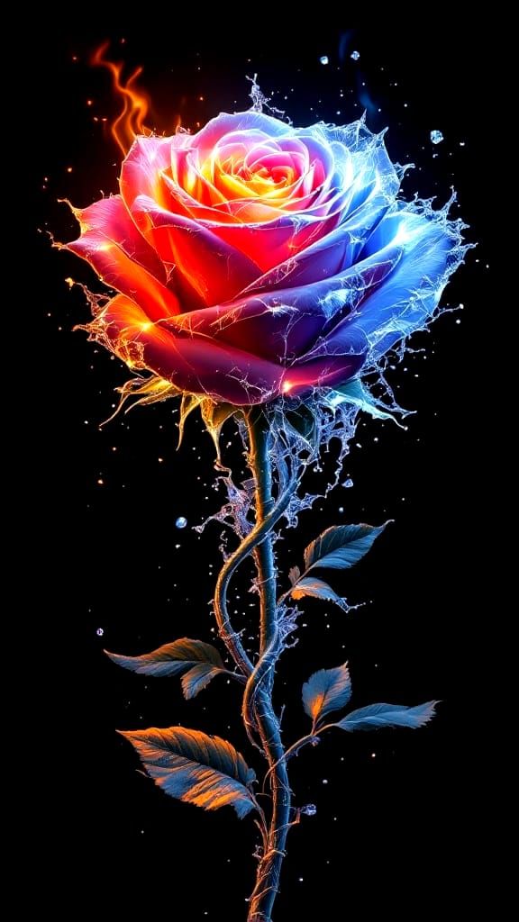 Ethereal Rose of Contrasting Elements