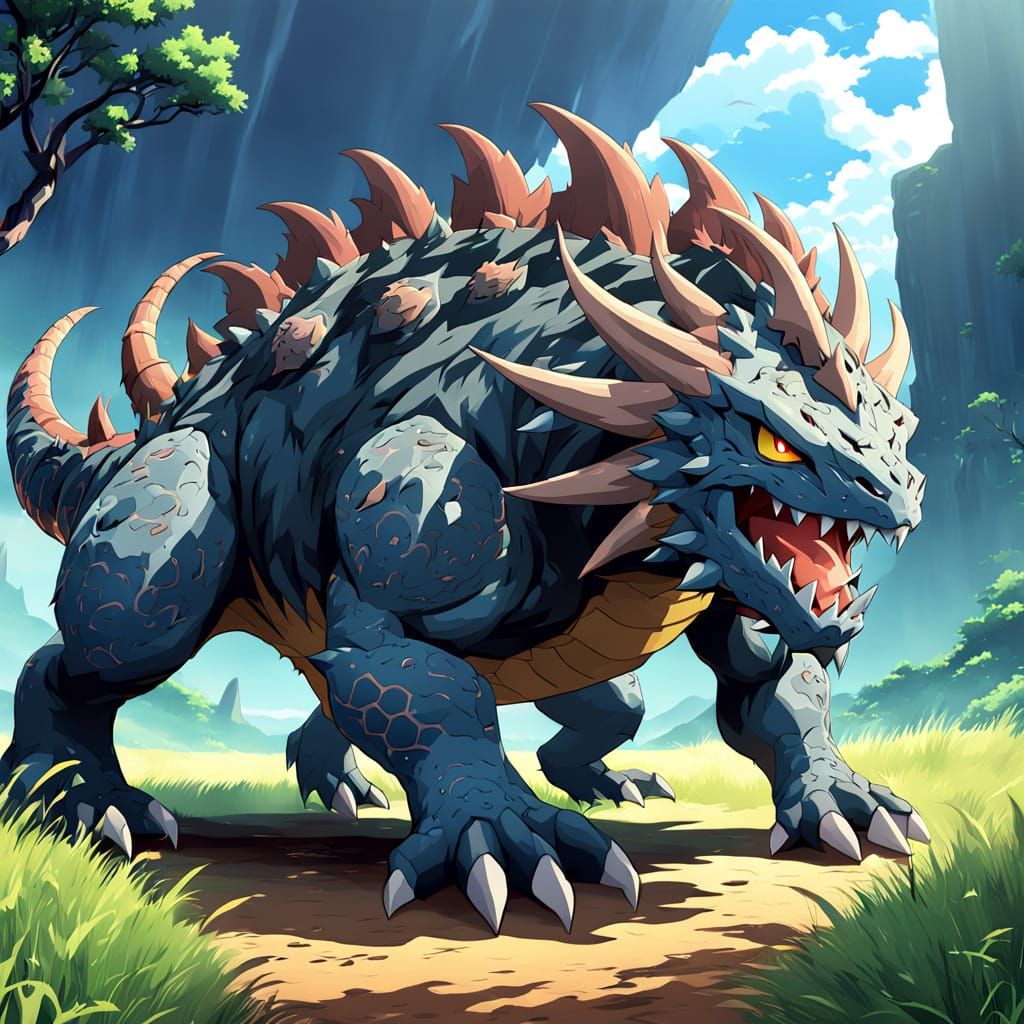 Majestic Tarrasque Pokémon in 3D Anime Style