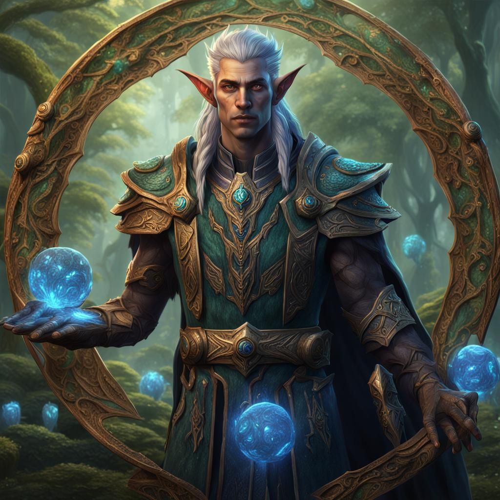 High Elf Spores Druid in Detailed Fantasy Art