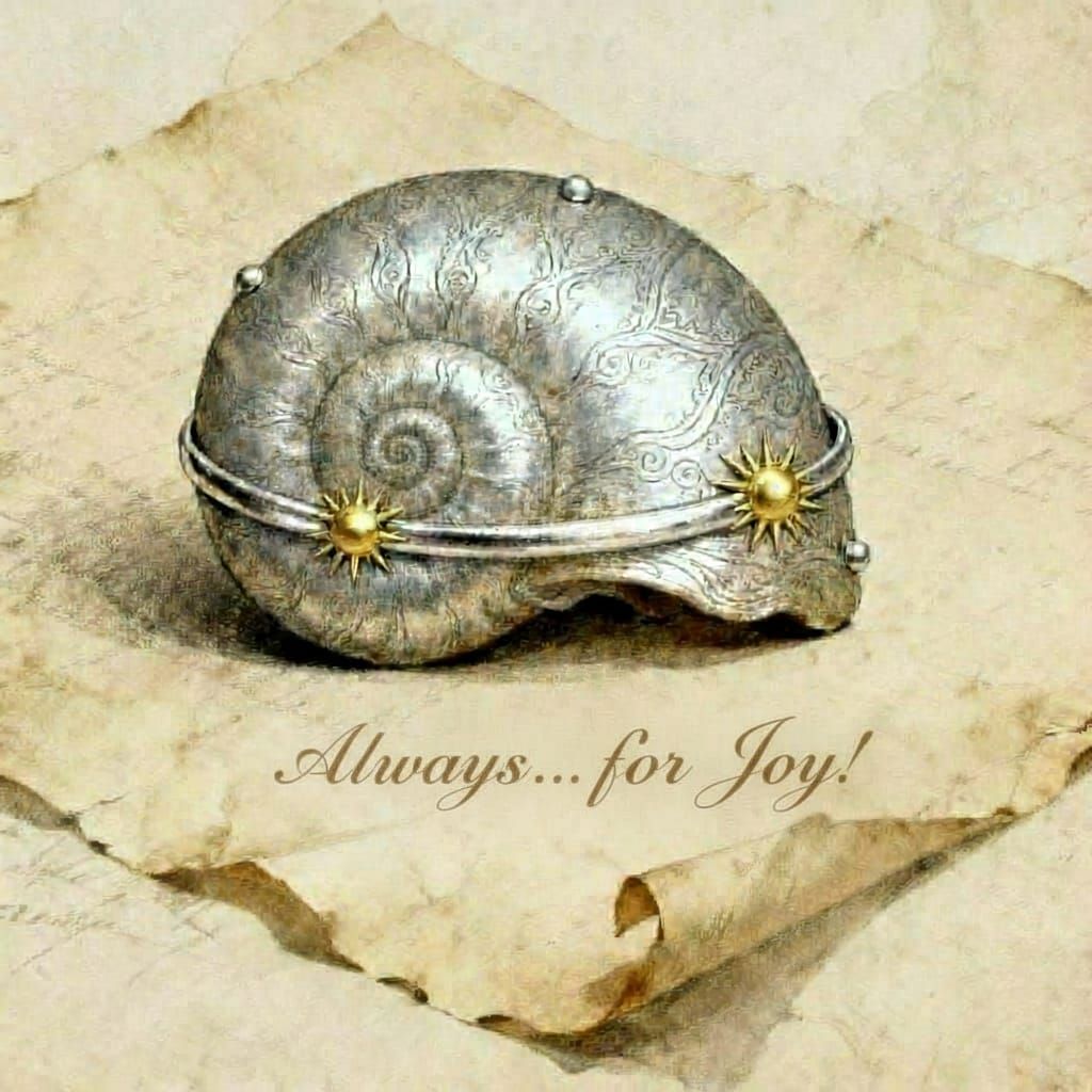 Ammonite Fossil Ring with Sunburst Silver Band on Scroll
