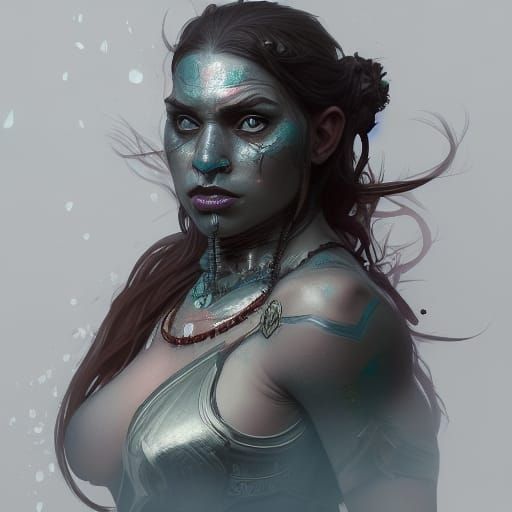 Detailed Orc Priestess Portrait in Hyperrealistic Style
