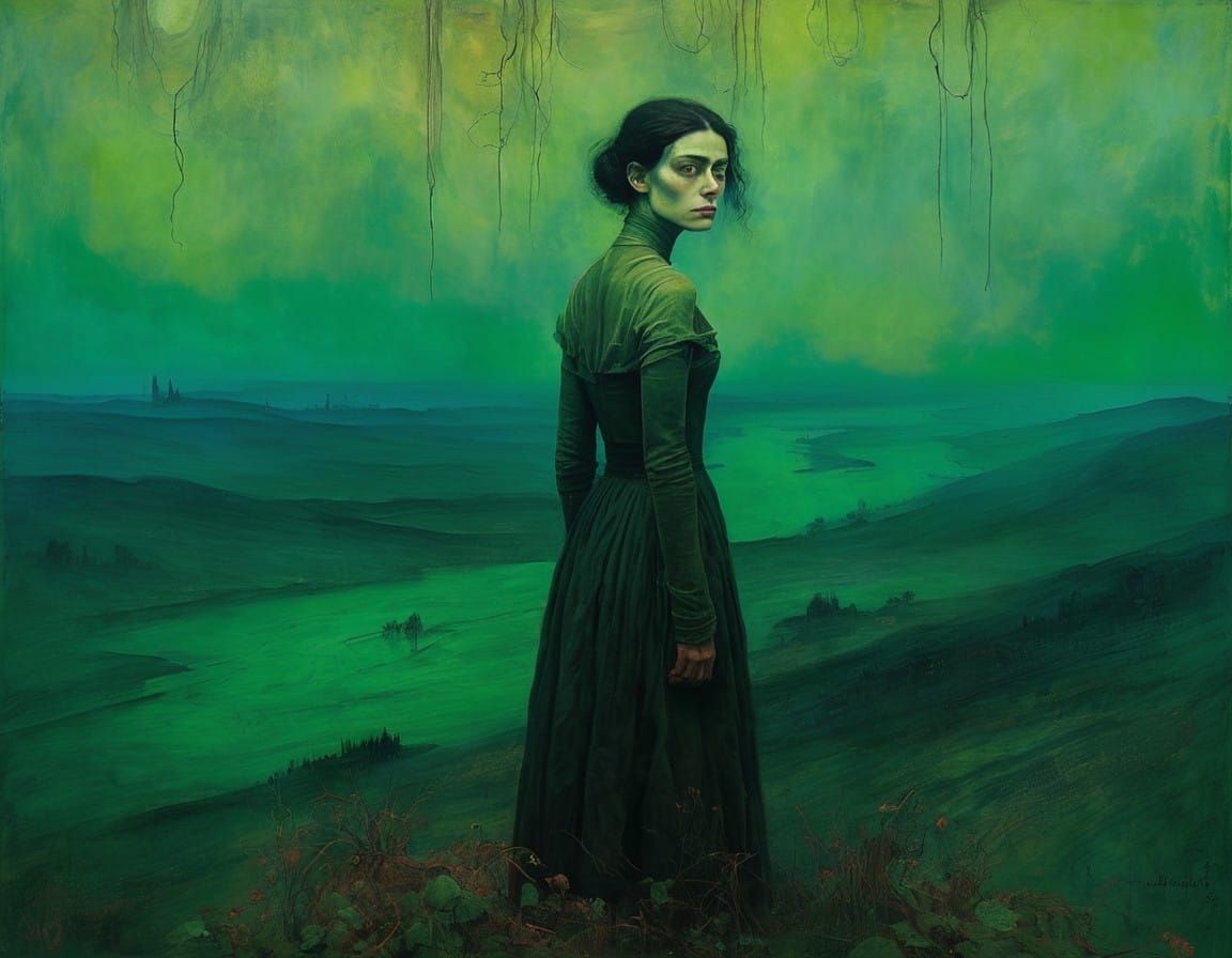 Enigmatic Woman in Dreamlike Vortex