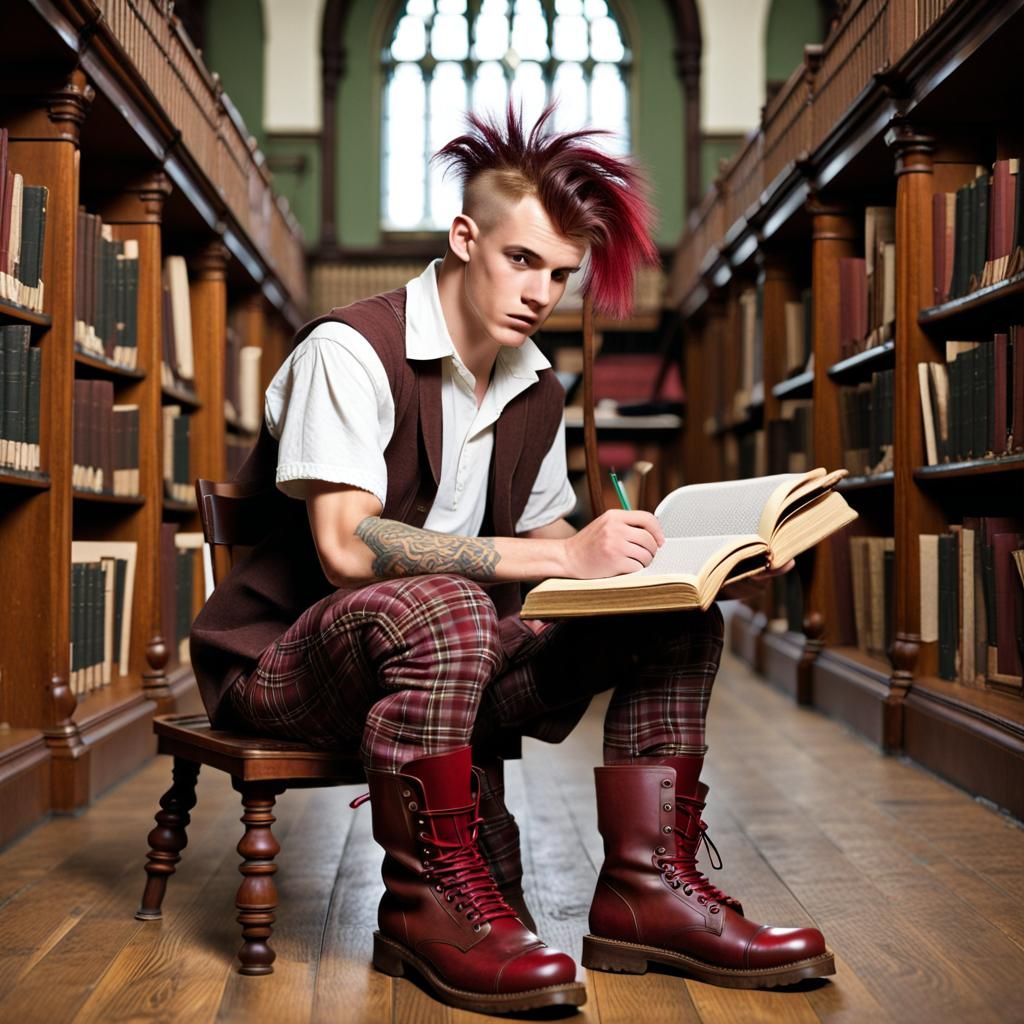 Punk in Library Reading Book: Digital Matte Painting