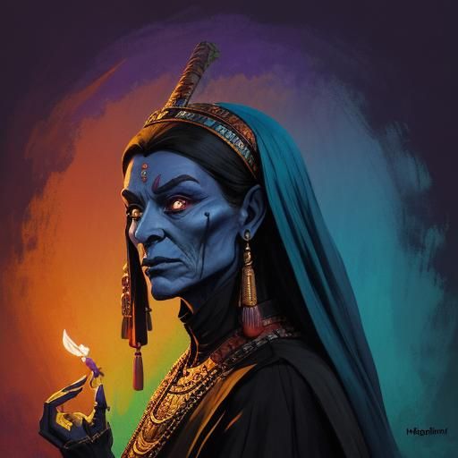 Egyptian Ghoul Queen in Vivid Colors