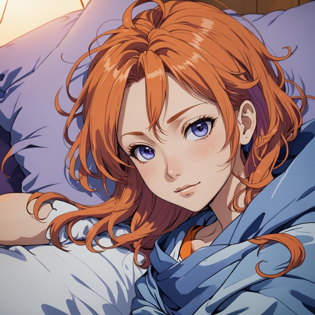 Nami from One Piece in Vibrant Anime Style