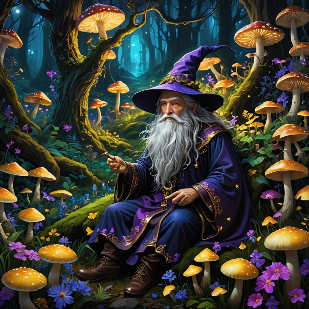 Enchanted Forest: Wizard's Night in Art Deco Style