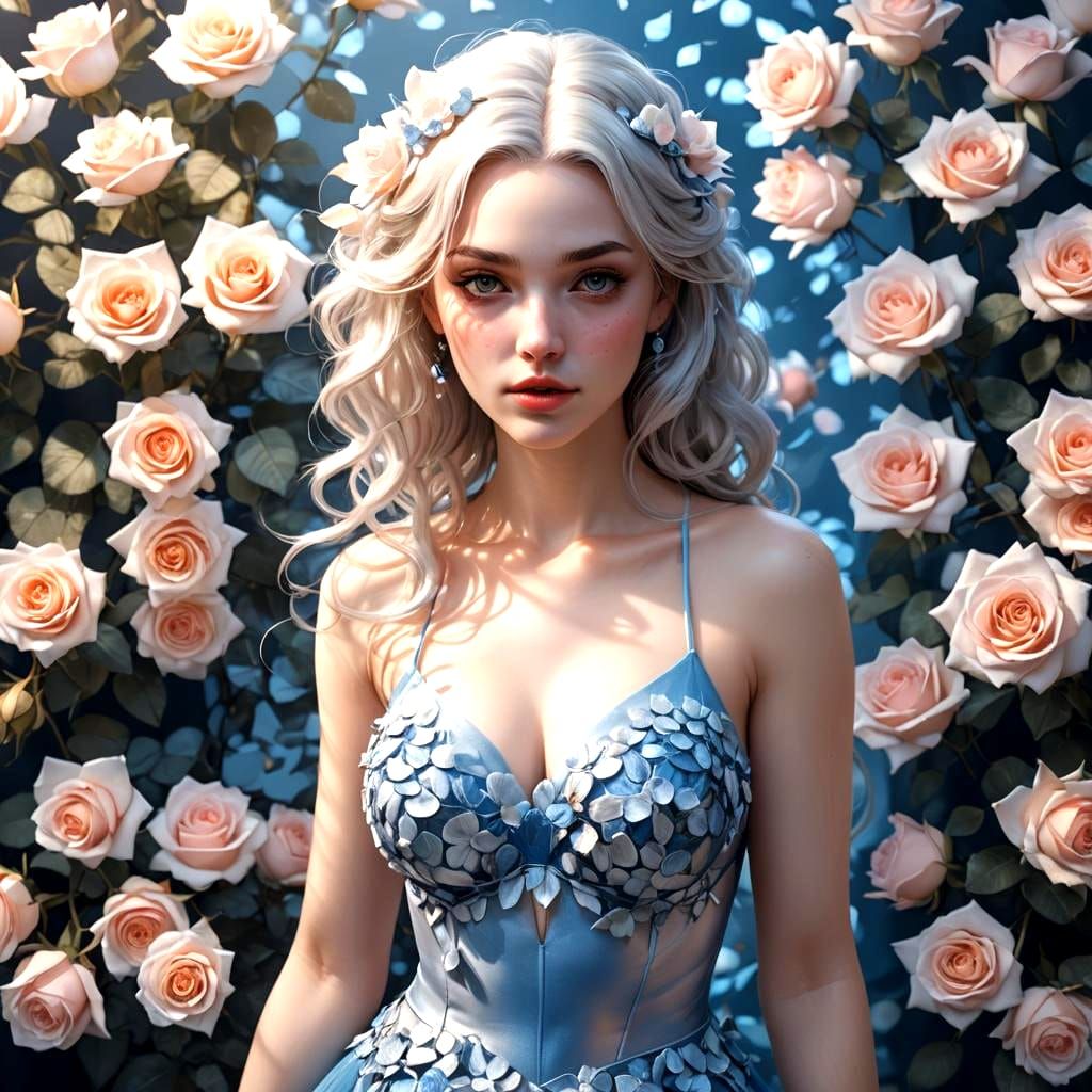 Girl in White Dress: Detailed Fantasy Art