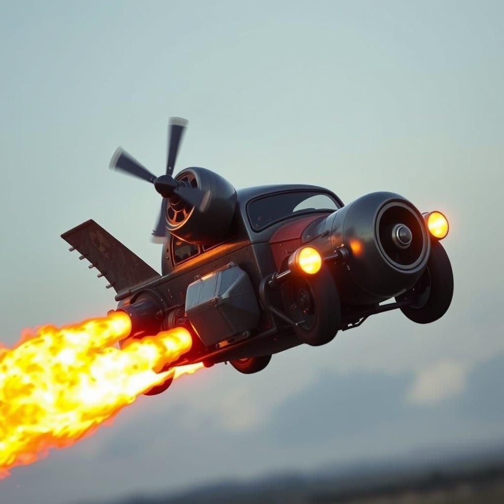 Dieselpunk Jet Propulsion Car Speeds Through the Sky